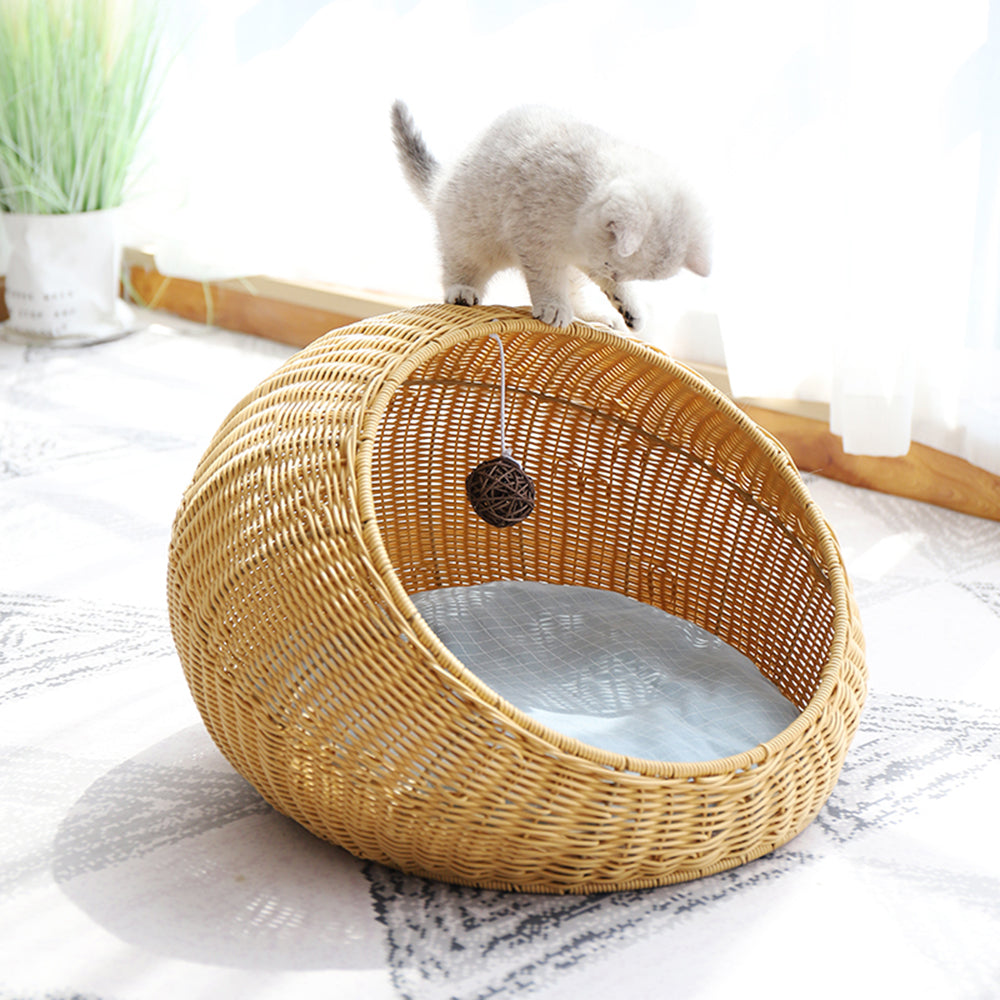 INSTACHEW NESTUO PET BED, Comfortable Bed, Sphere Shaped Pet Bed, Dangaling Toy for Cats, Cat Bed, Bed for Pets, Small Dog Bed